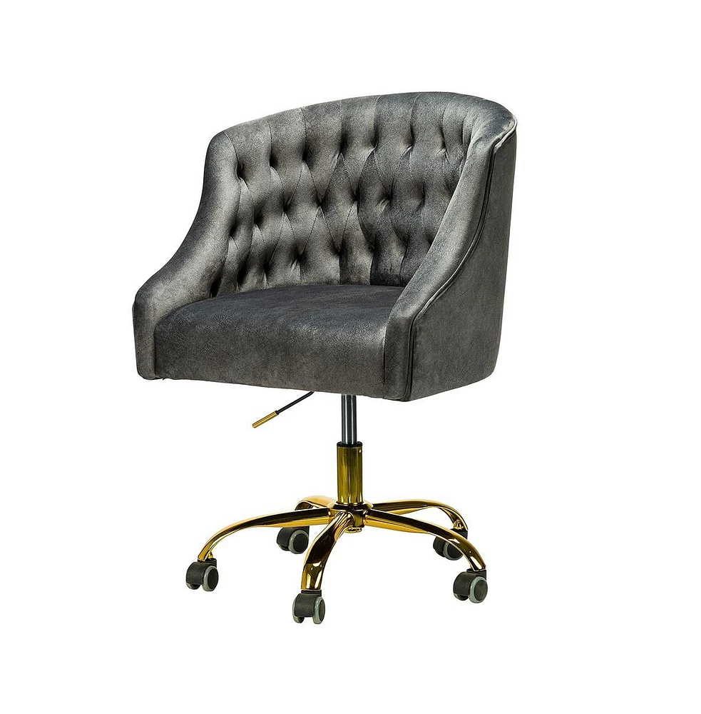 Hulala Home Modern Cute Velvet Desk Chair with Gold Base for Living Room,Bedroom