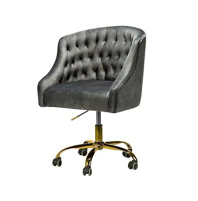 Hulala Home Modern Cute Velvet Desk Chair with Gold Base for Living Room,Bedroom