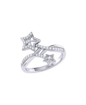 LuvMyJewelry Stars Entwined Design Sterling Silver Diamond Women Ring