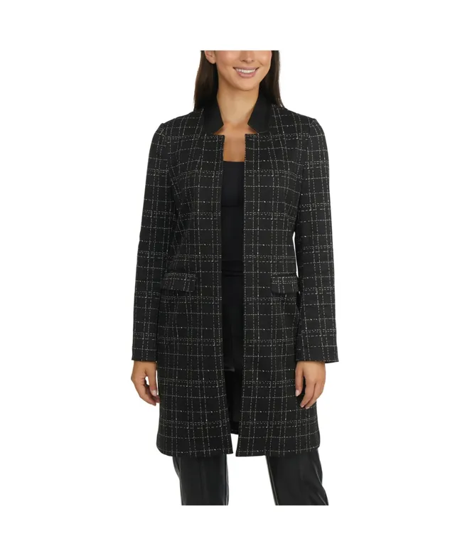 Ellen Tracy Women's Cozy Plaid Blazer Style Pea coat