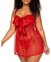 Besima Women's Plus-Size Unlined Babydoll & G-String Set Lingerie