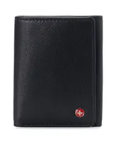 Alpine Swiss Mens Leon Trifold Wallet Rfid Safe Bifold Genuine Leather Id Window