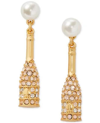 Kate Spade New York Gold-Tone Pave & Imitation Pearl Champagne Drop Earrings