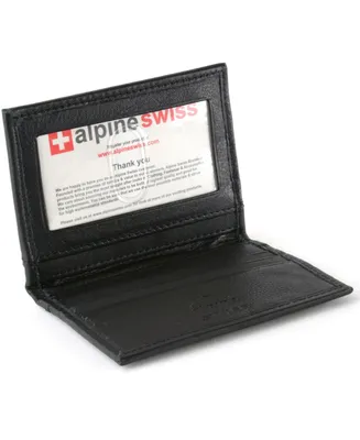 Alpine Swiss Thin Front Pocket Wallet Business Card Case 2 Id Window 6 Card Slot