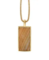 LuvMyJewelry Wood Jasper Gemstone Yellow Gold Plated Sterling Silver Men Tag With Chain