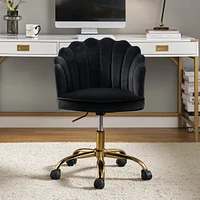 Hulala Home Woman Modern Cute Shell Back Upholstered Desk Chair for Vanity, Living Room