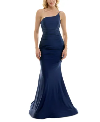 B Darlin Juniors' One-Shoulder Side-Ruched Gown