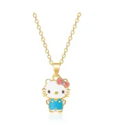 Hello Kitty Sanrio Yellow Gold Flash Plated and Pink Crystal Pendant - 18'' Chain, Officially Licensed Authentic