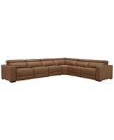 Nevio 157" 6-Pc. Leather Sectional with 2 Power Recliners and Headrests, Created For Macy's