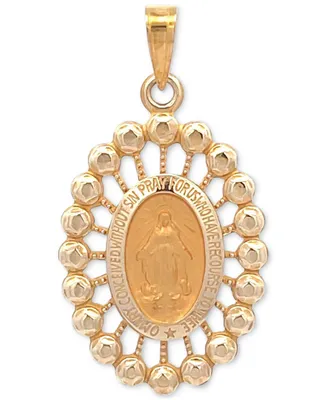 Miraculous Beaded Edge Medallion Pendant in 14k Gold, Created for Macy's