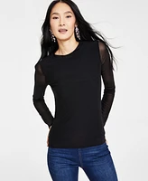 I.n.c. International Concepts Women's Mesh Crewneck Top, Created for Macy's