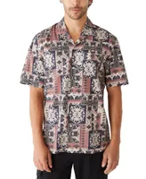 Frank And Oak Men's Cognac Short Sleeve Printed Camp Shirt