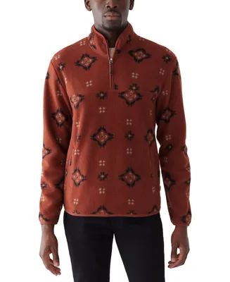Frank And Oak Men's Relaxed Fit Half-Zip Long Sleeve Geo Pattern Sweatshirt