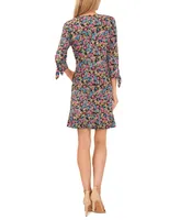 CeCe Women's Floral-Print Tie-Sleeve Flowy Dress