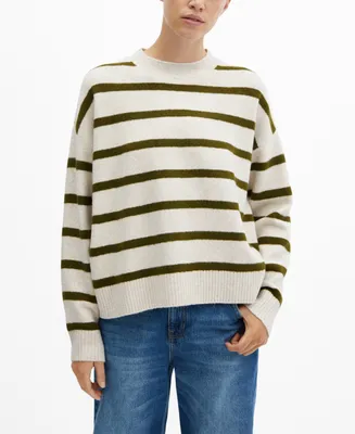 Mango Women's Round-Neck Striped Sweater