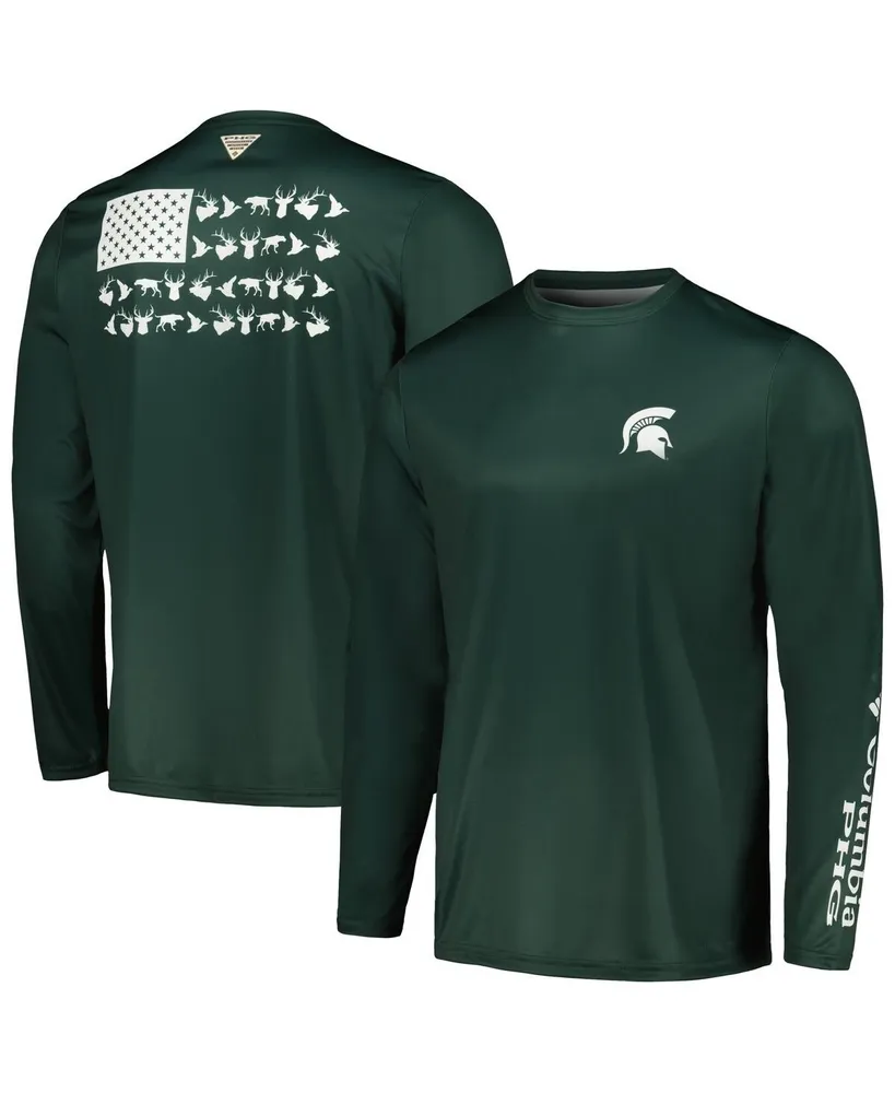 Men's Columbia Green Michigan State Spartans Terminal Shot Omni-Shade Long Sleeve T-shirt