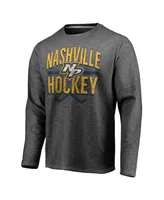 Men's Fanatics Gray Distressed Nashville Predators Iced Out Long Sleeve T-shirt