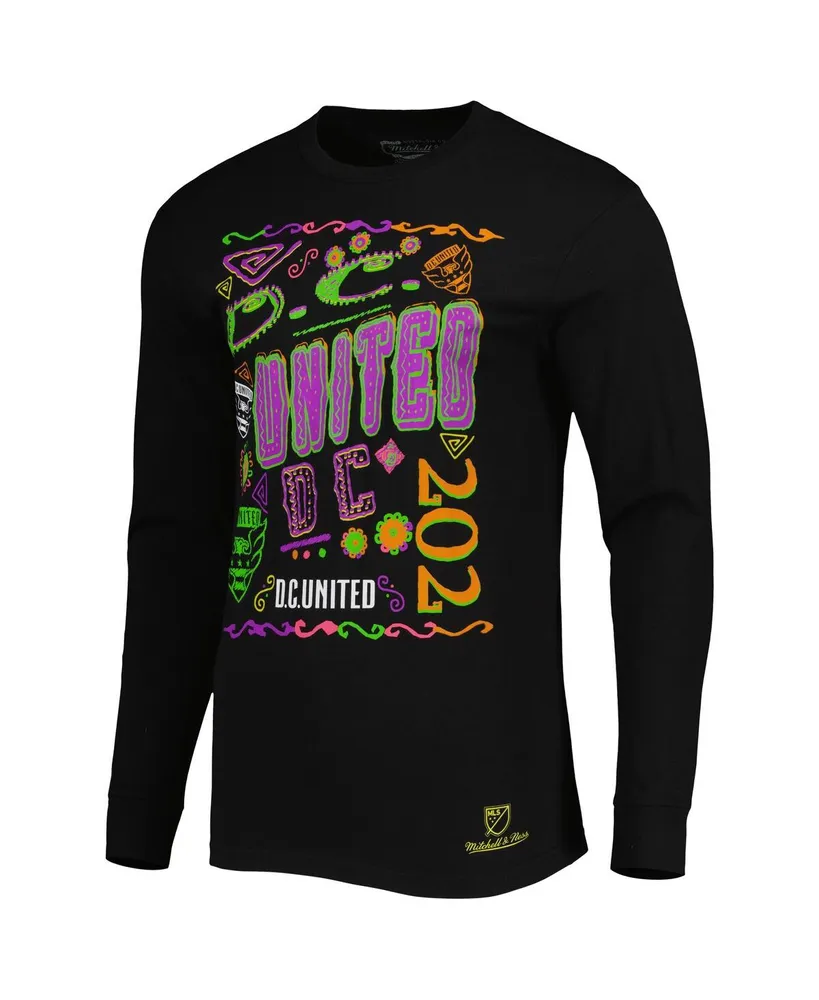 Men's Mitchell & Ness Black D.c. United Papel Picado Long Sleeve T-shirt