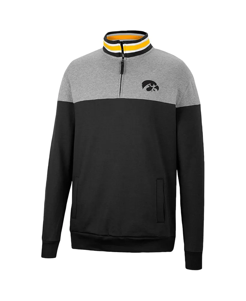 Men's Colosseum Black, Heather Gray Iowa Hawkeyes Be the Ball Quarter-Zip Top