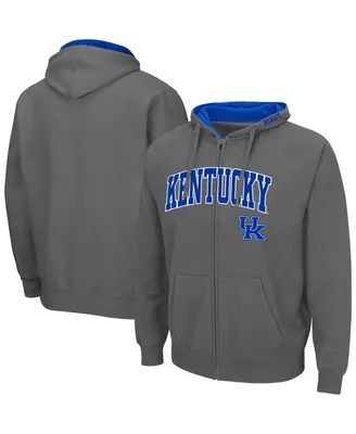 Men's Colosseum Charcoal Kentucky Wildcats Arch & Team Logo 3.0 Full-Zip Hoodie