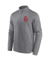 Men's Fanatics Heather Gray Distressed Oklahoma Sooners Vintage-Like Fleece Quarter-Zip Jacket