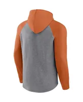 Men's Fanatics Texas Orange, Heather Gray Longhorns Wrap Up Raglan Pullover Hoodie