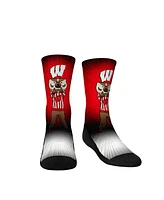 Youth Boys and Girls Rock 'Em Socks Wisconsin Badgers Mascot Pump Up Crew Socks