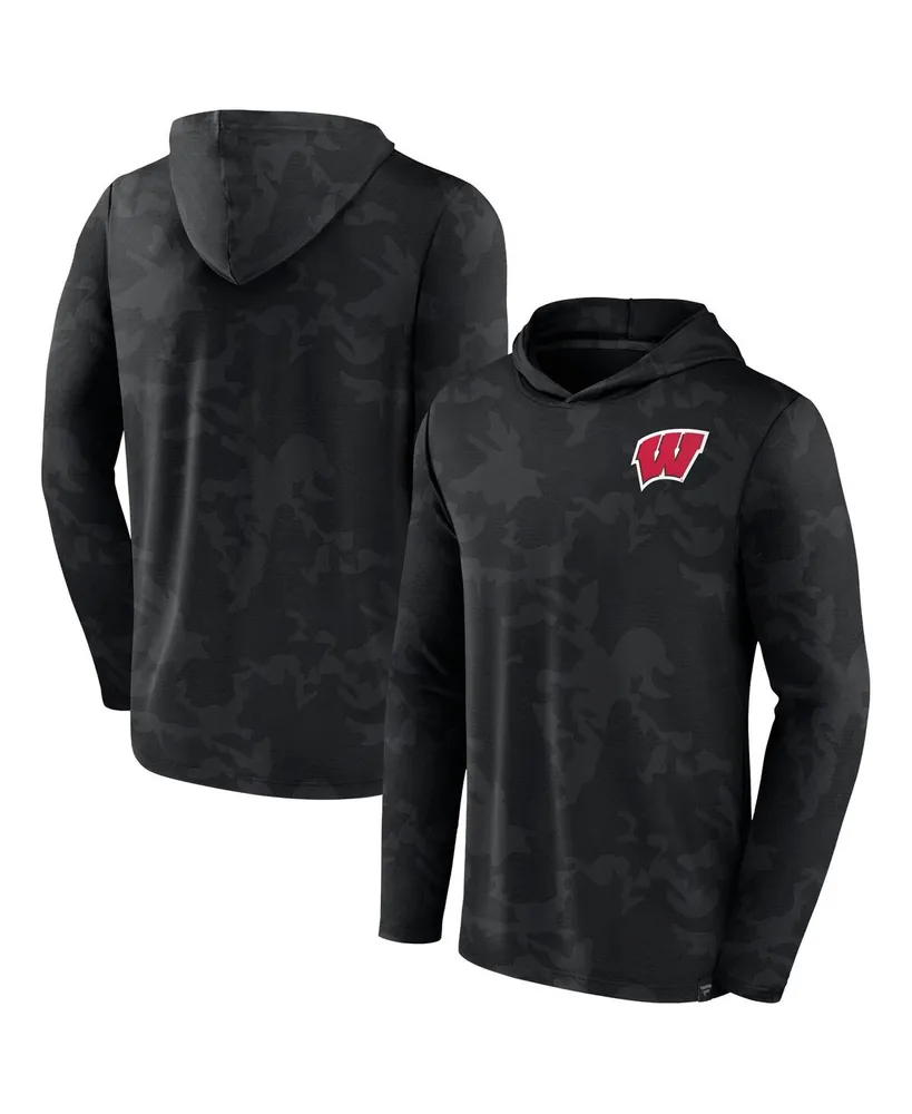 Men's Fanatics Black Wisconsin Badgers Camo Hoodie Long Sleeve T-shirt