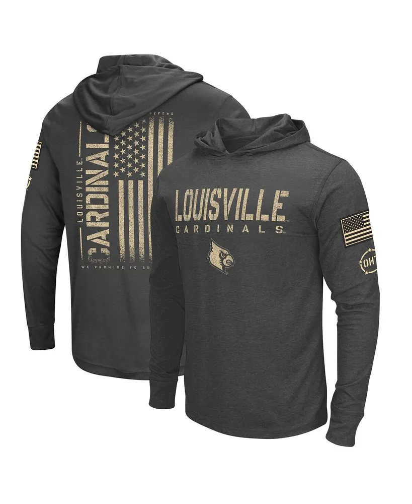 Men's Colosseum Charcoal Distressed Louisville Cardinals Team Oht Military-Inspired Appreciation Hoodie Long Sleeve T-shirt