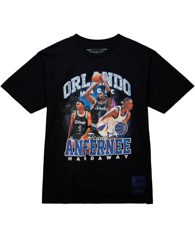 Men's Mitchell & Ness Penny Hardaway Black Orlando Magic Hardwood Classics Bling Concert Player T-shirt