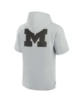 Men's and Women's Fanatics Signature Gray Michigan Wolverines Super Soft Fleece Short Sleeve Pullover Hoodie