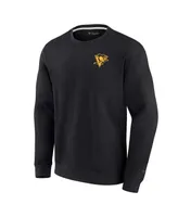 Men's and Women's Fanatics Signature Black Pittsburgh Penguins Super Soft Pullover Crew Sweatshirt