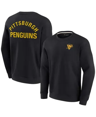 Men's and Women's Fanatics Signature Black Pittsburgh Penguins Super Soft Pullover Crew Sweatshirt