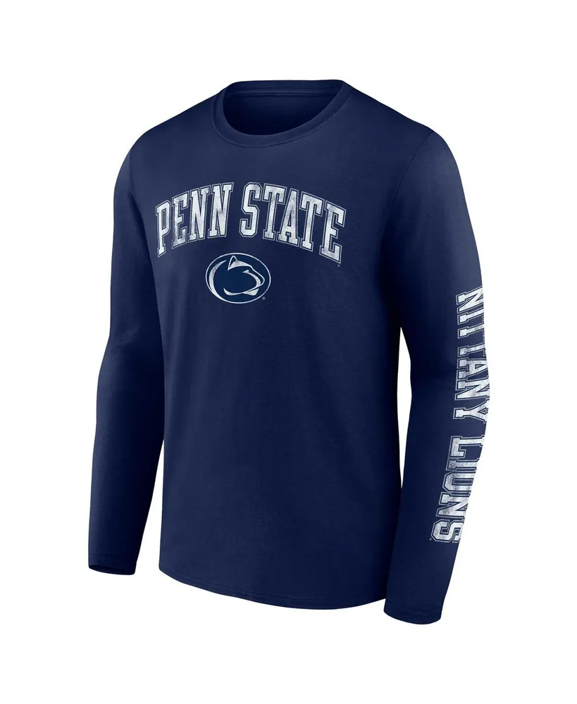 Men's Fanatics Navy Penn State Nittany Lions Distressed Arch Over Logo Long Sleeve T-shirt