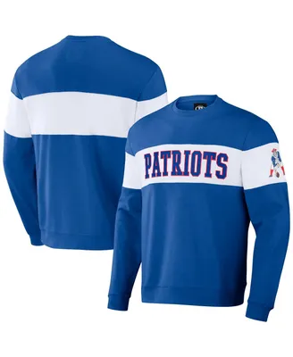 Men's Nfl x Darius Rucker Collection by Fanatics Royal New England Patriots Team Color and White Pullover Distressed Sweatshirt