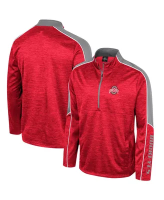 Men's Colosseum Scarlet Ohio State Buckeyes Marled Half-Zip Jacket