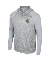 Men's Colosseum Gray Indiana Hoosiers Cybernetic Raglan Quarter-Zip Hooded Top