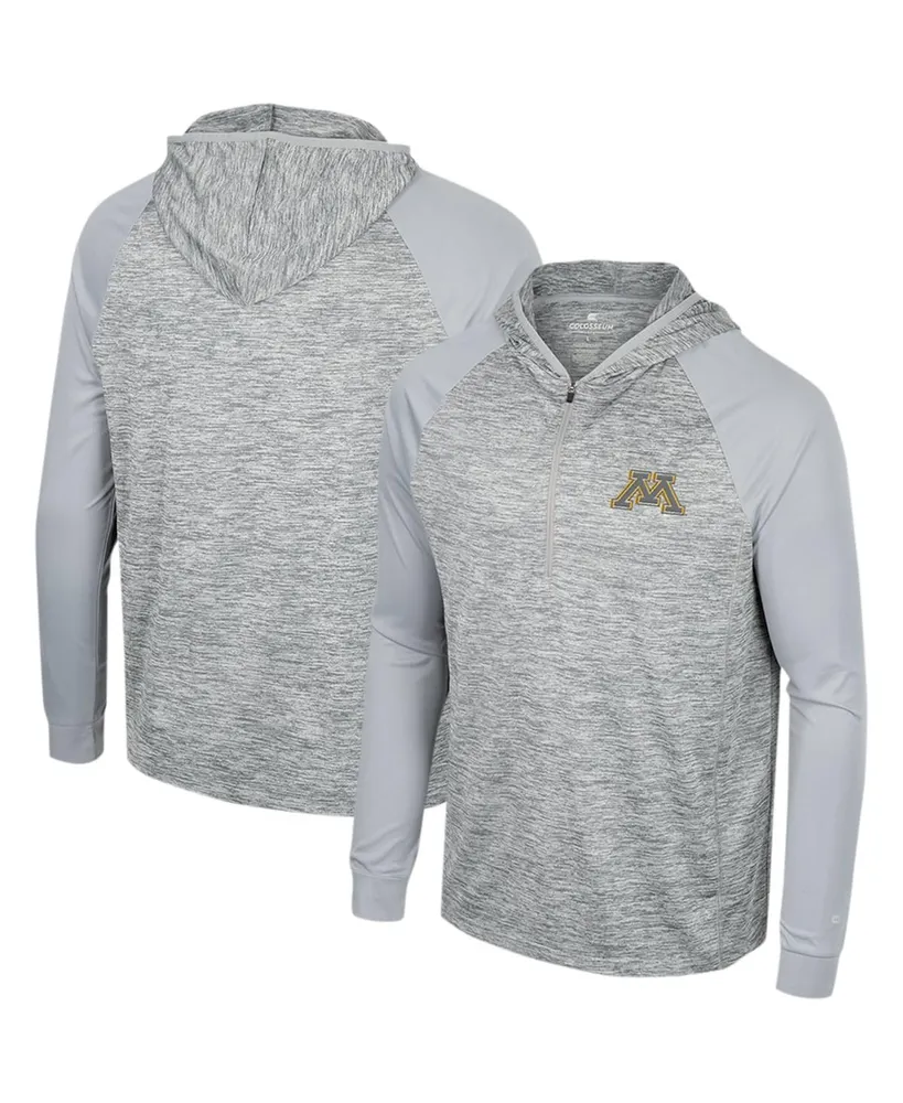 Men's Colosseum Gray Minnesota Golden Gophers Cybernetic Raglan Quarter-Zip Hooded Top