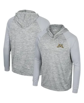 Men's Colosseum Gray Minnesota Golden Gophers Cybernetic Raglan Quarter-Zip Hooded Top