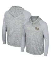 Men's Colosseum Gray Pitt Panthers Cybernetic Raglan Quarter-Zip Hooded Top