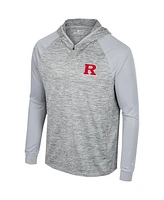 Men's Colosseum Gray Rutgers Scarlet Knights Cybernetic Raglan Quarter-Zip Hooded Top