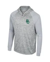 Men's Colosseum Gray Baylor Bears Cybernetic Raglan Quarter-Zip Hooded Top