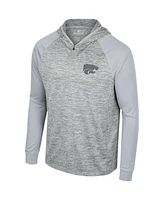 Men's Colosseum Gray Kansas State Wildcats Cybernetic Raglan Quarter-Zip Hooded Top