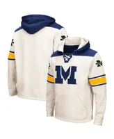 Men's Colosseum Cream Michigan Wolverines 2.0 Lace-Up Pullover Hoodie