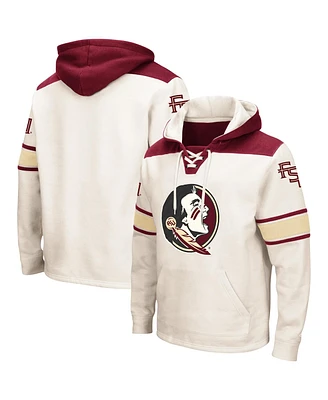 Men's Colosseum Cream Florida State Seminoles Big and Tall Hockey Lace-Up Pullover Hoodie