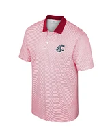 Men's Colosseum White, Crimson Washington State Cougars Print Stripe Polo Shirt