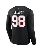 Men's Fanatics Connor Bedard Black Chicago Blackhawks Authentic Stack Name and Number Long Sleeve T-shirt