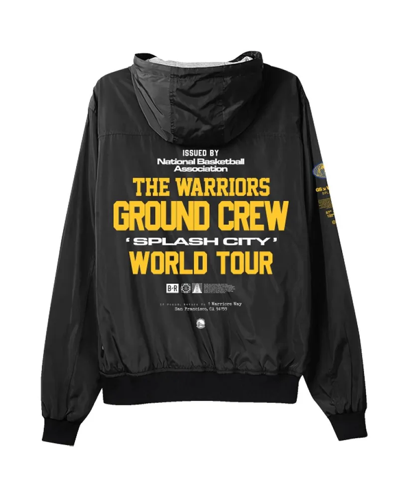 Men's and Women's Bleacher Report x Mitchell & Ness Black Golden State Warriors Backstage Crew Hoodie Full-Zip Jacket