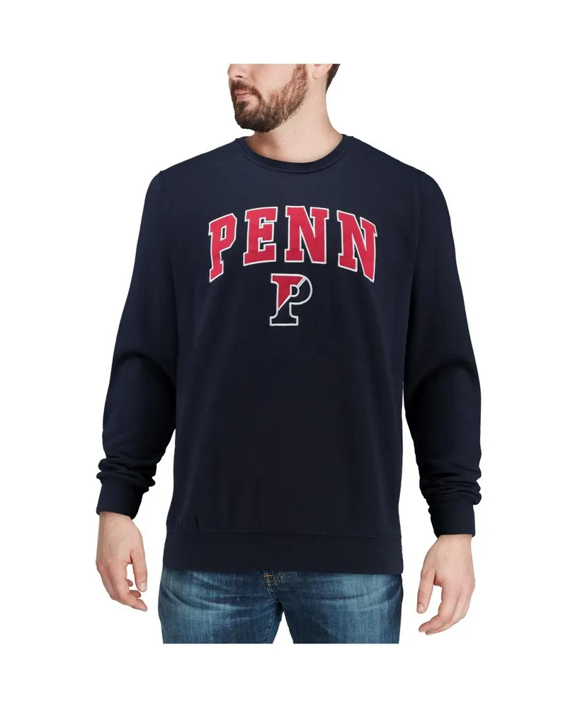 Men's Colosseum Navy Pennsylvania Quakers Arch & Logo Crew Neck Sweatshirt