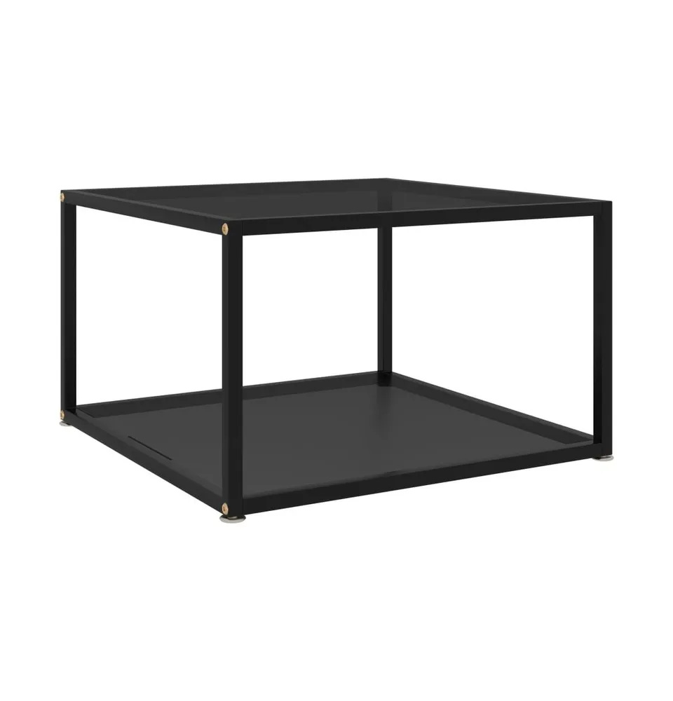 Coffee Table Black 23.6"x23.6"x13.8" Tempered Glass